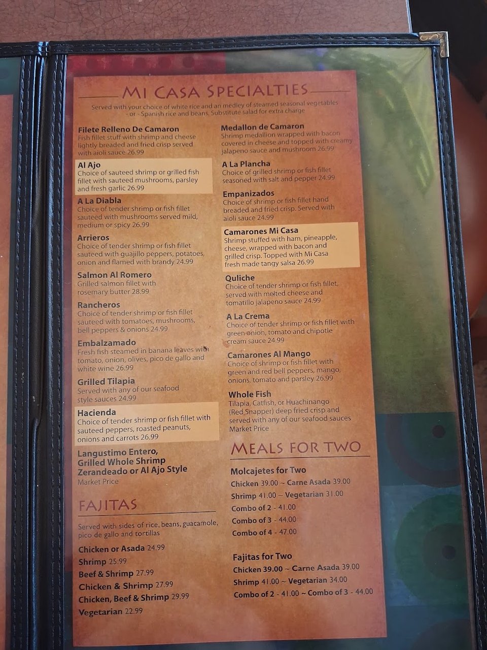 Drinks menu with Jarritos and aguas frescas.